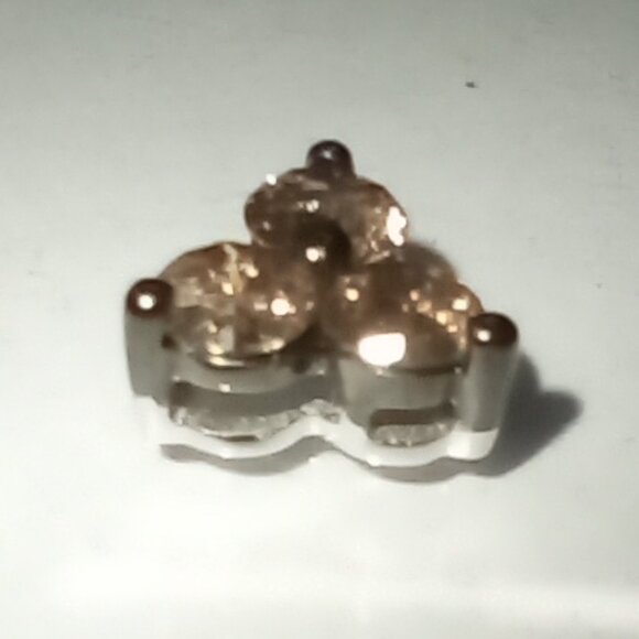 REDUCED!  14Kt White Gold 0.40ctw Chocolate Diamond 3-Stone Slide - Picture 4 of 5